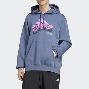 NWT Adidas Men's Long Sleeve Graphic Print Logo Hoodie Blue Pink Size L $60 8C91
